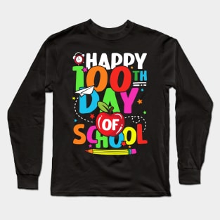 100th Day of School Teachers Kids Child Happy 100 Days Long Sleeve T-Shirt
